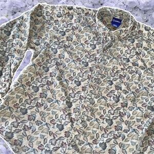 Vintage XL Leaves All Over Print Botanical Fall Mori Kei Indie Hipster Buttoned